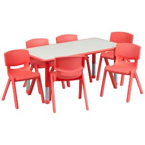 Red 7-Piece Table and Chair Set
