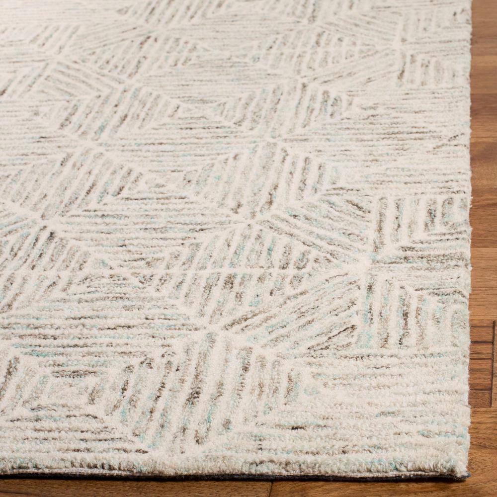 Light Blue Handmade Wool Abstract Area Rug, 5' x 8'
