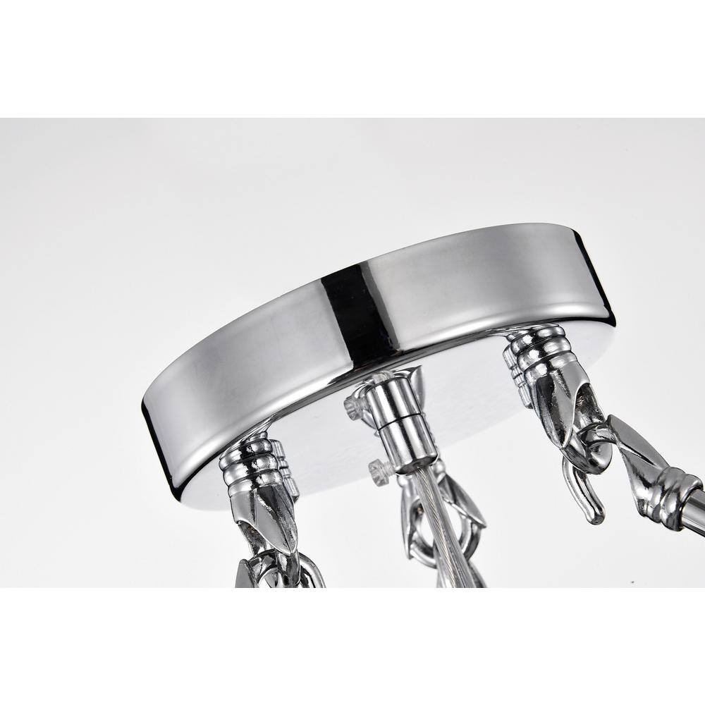 Elegant Chrome 15" Beaded Drum Crystal Semi-Flush Ceiling Light