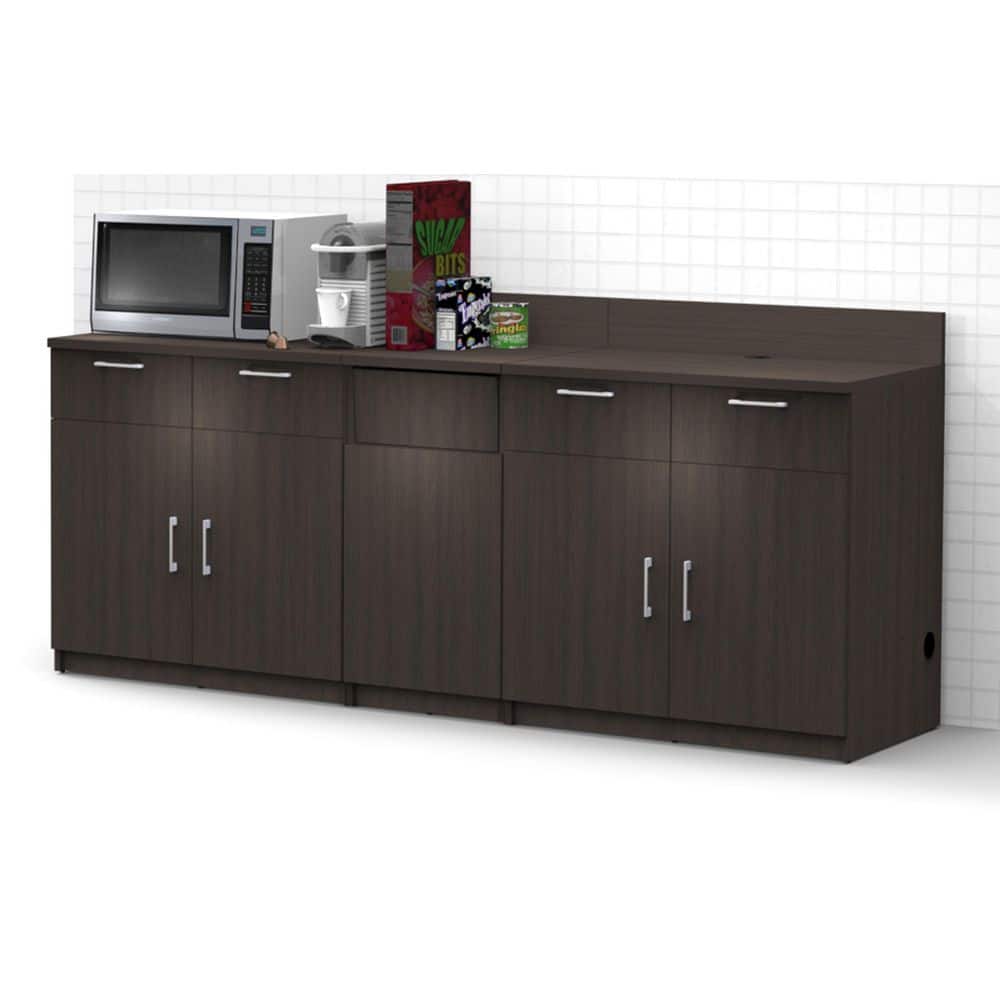 Coffee Kitchen Espresso Melamine top 90 in. Wide Kitchen Island Buffet with Commercial Staff Break Room Reception 3912 price history on PriceWatchPro