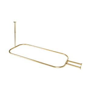 Rustproof Aluminum Hoop Shower Rod With Ceiling Support for Clawfoot Tub, 46 in. Size by 22 in., Gold