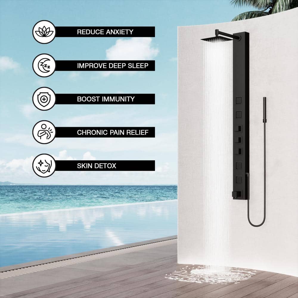 Bowery Matte Black 58" Shower Panel with Hand Shower
