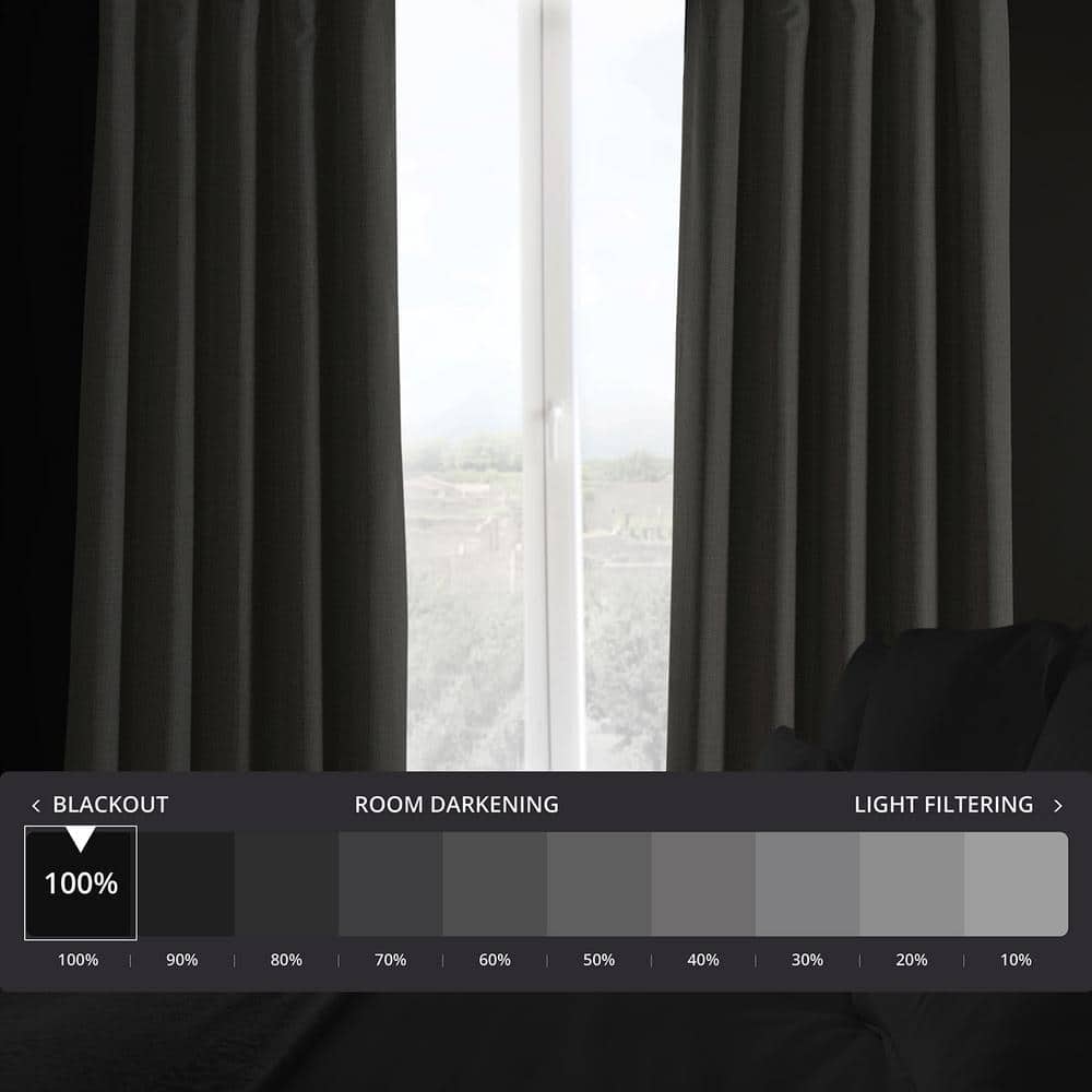 Slate Gray Faux Linen Blackout Curtain Panel 50" x 96"