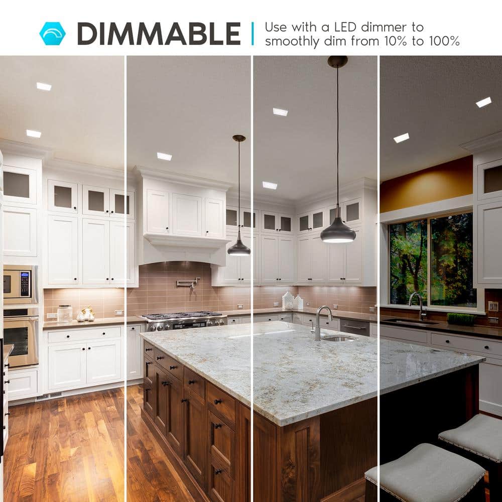 Sleek 4" Square LED Ceiling Light, Dimmable 3-Color Selectable