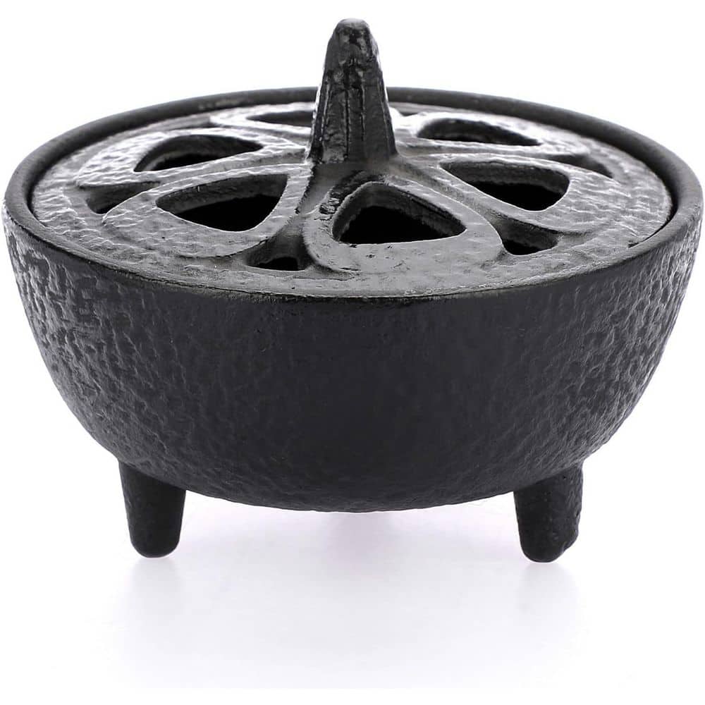 Vintage Tripod Cast Iron Incense Burner with Lotus Lid price history on PriceWatchPro