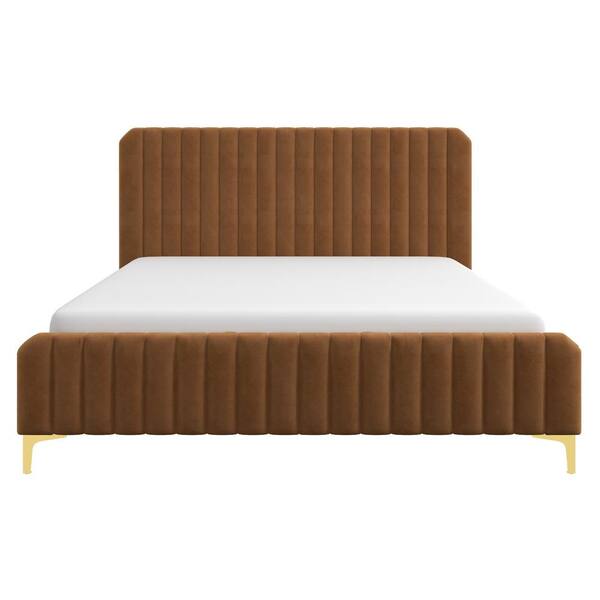 Ashcroft Furniture Co Angel Cognac Brown Solid Wood Frame King Size  Platform Bed HMD00546 - The Home Depot