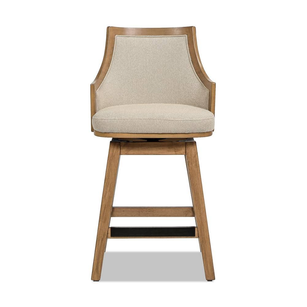 Bahama 26" Brown Wood and Acrylic Swivel Counter Stool