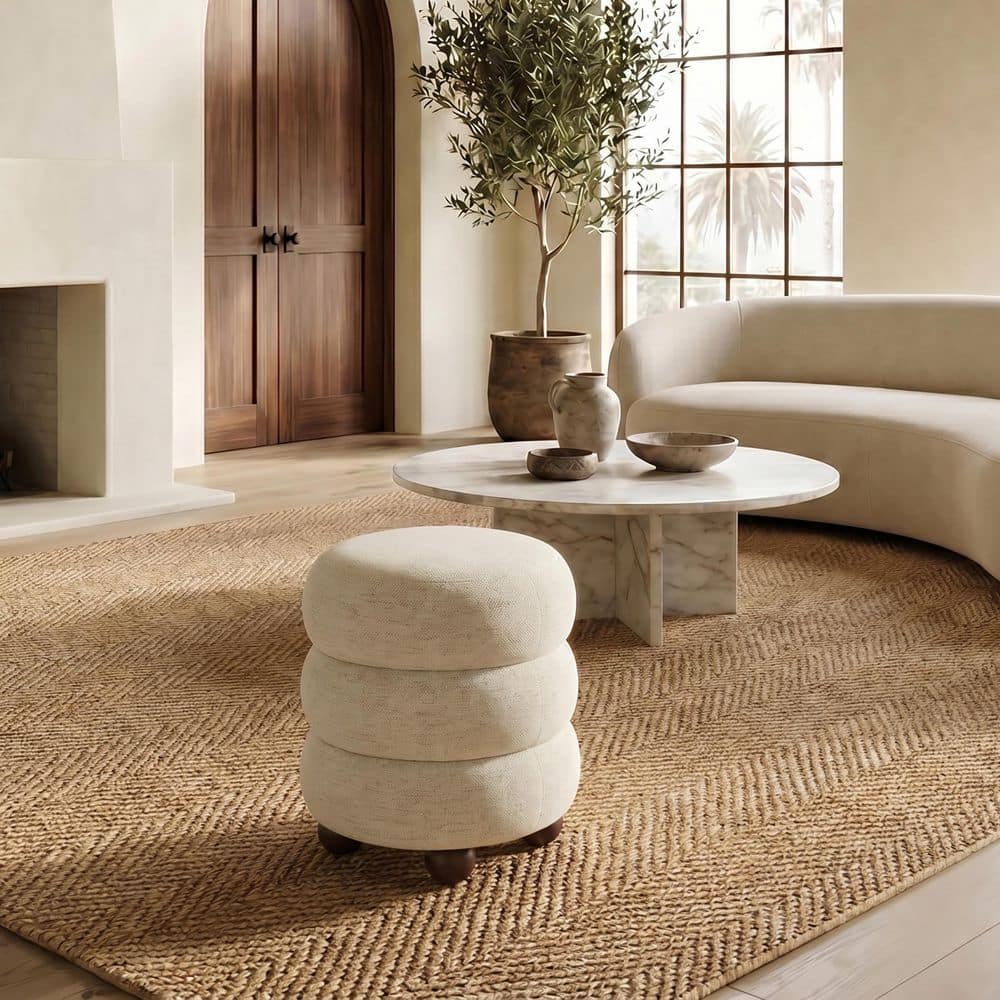 Cecelia Taupe/Walnut Fabric Ottoman price history on PriceWatchPro