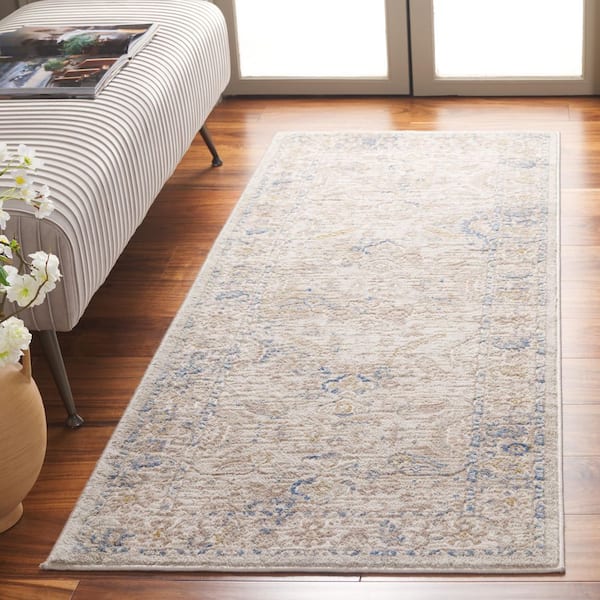Prestige 3 ft. x 7 ft. Beige/Blue Oriental Runner Rug