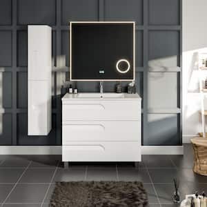 Vitta 39 in. W x 19 in. D x 34 in. H Single Bathroom Vanity in White with White Acrylic Top and White Integrated Sink