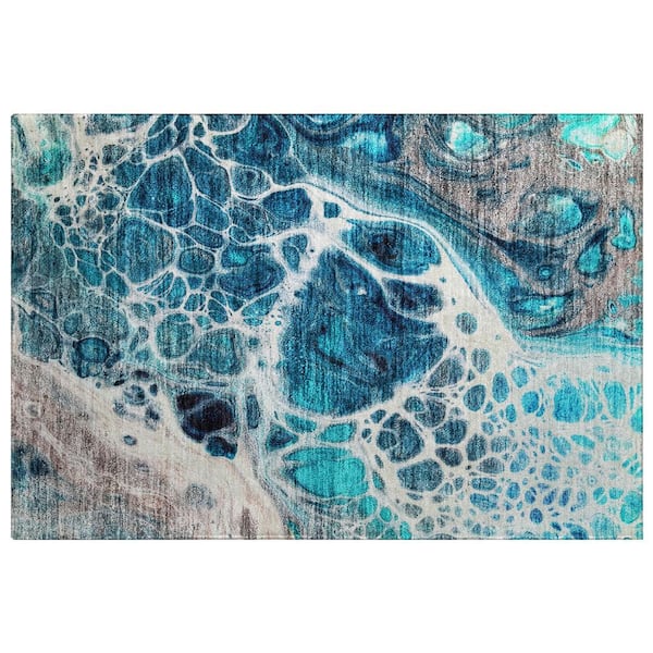 Dream Shag Premium Machine Washable Abstract ADS682 Taupe 9 ft. x 12 ft. Area Rug