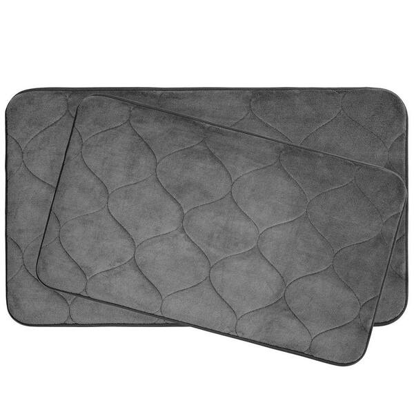 BounceComfort Palace Dark Gray 20 in. x 34 in. Memory Foam Bath Mat Set (2-Piece)