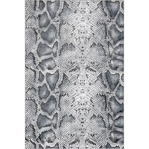 nuLOOM Enni Contemporary Snake Print Gray 9 ft. x 12 ft. Area Rug