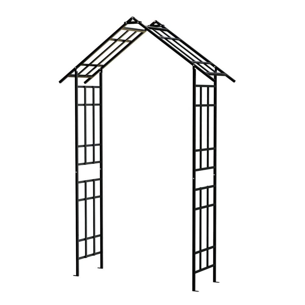 Metal Garden Arbor 101.97 in. H Black Garden Trellis w/Adjustable Width 42.
