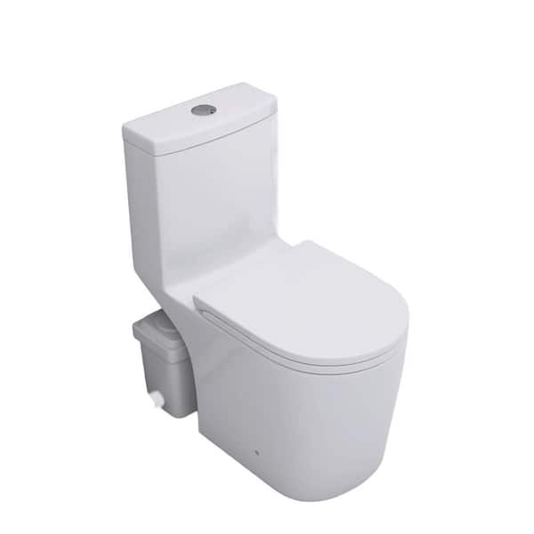 One Piece 1.1/1.6 GPF Dual Flush Elongated Shape Toilet in White with 600 Macerator Pump