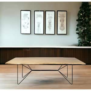 Natural Wood 80 in. 4 Legs Dining Table Seats 6