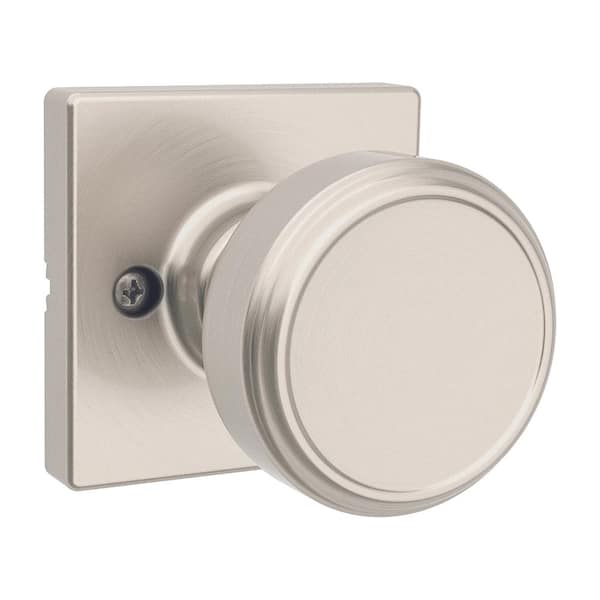 Maven Satin Nickel Square 2.71 in. Half Dummy Round Door Knob