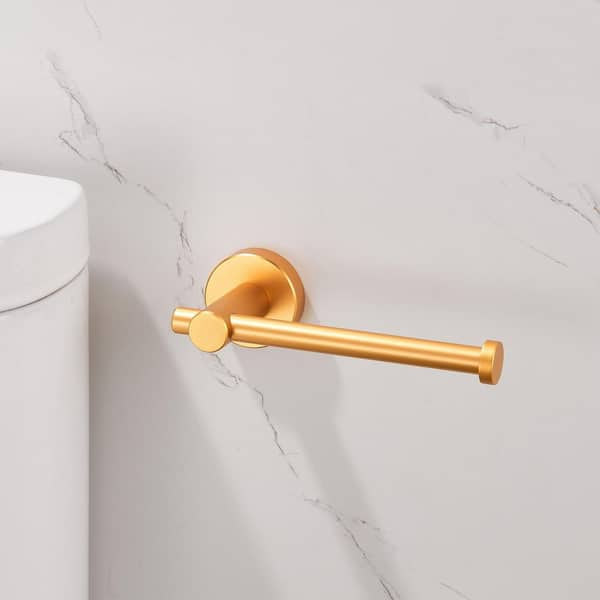 Tileon Wall-Mount Single Post Toilet Paper Holder in Brushed Gold