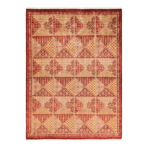 Electric 6 ft. x 9 ft. Orange Oriental Wool Indoor Area Rug