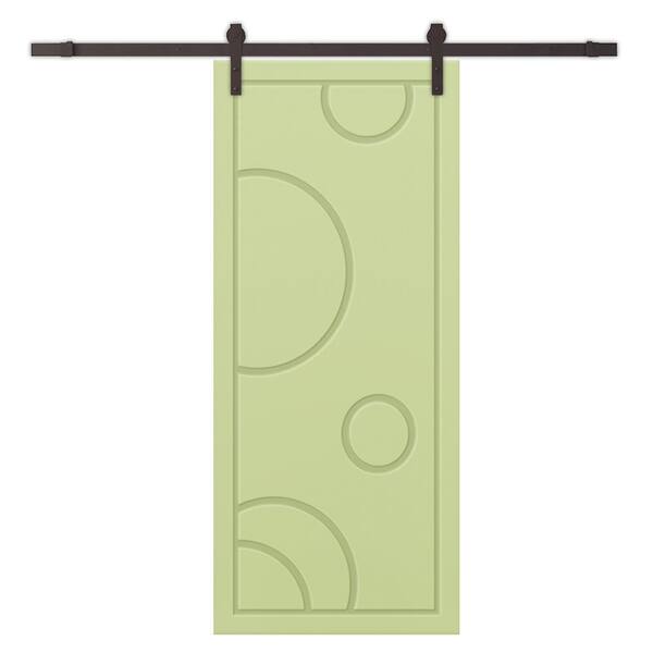 CALHOME 24 in. x 80 in. Sage Green Painted Composite MDF Paneled Interior Sliding Barn Door with Hardware Kit