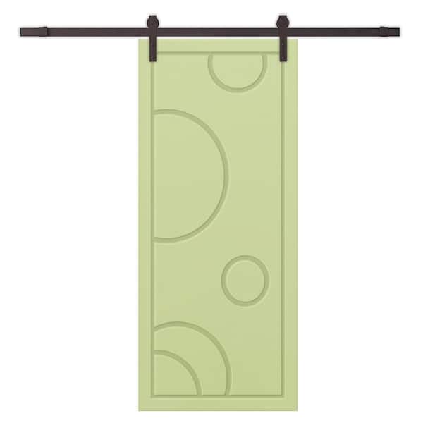CALHOME 30 in. x 96 in. Sage Green Painted Composite MDF Paneled Interior Sliding Barn Door with Hardware Kit