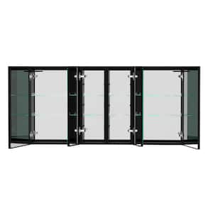 60 in. W x 30 in. H Rectangular Aluminum Surface Mount Double Door LED Medicine Cabinet with Mirror Defogging Dimmer
