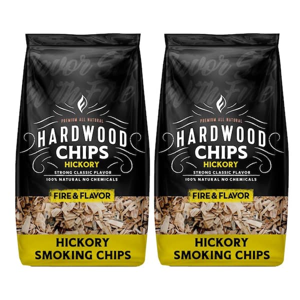 Fire and Flavor Premium All Natural Smoking Wood Chips, 2-Pack, 2 Pounds, Hickory FFCB105