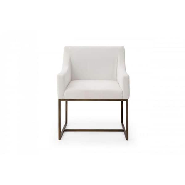 HomeRoots Valerie Off White Fabric Cushioned Arm Chair