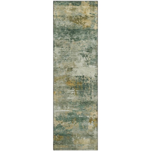 Mayfield Premium Machine Washable Abstract AMF2368 Fern 2 ft. x 7 ft. Runner Rug