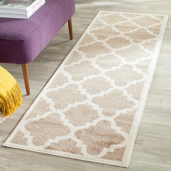 Amherst Wheat/Beige 2 ft. x 9 ft. Border Trellis Runner Rug