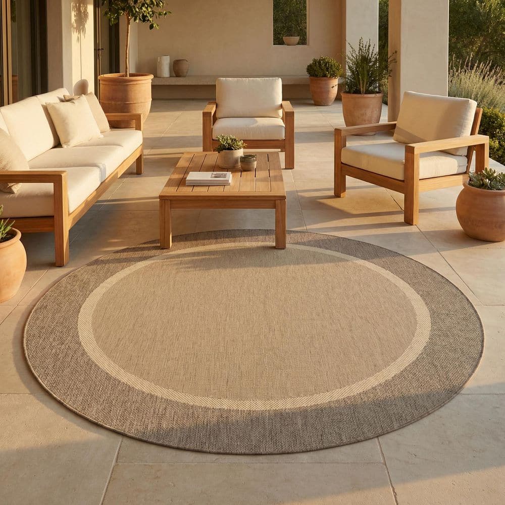 Recife Stria Texture Ivory-Blue 8 ft. x 11 ft. Flatwoven Solid Rectangle Indoor/Outdoor Area Rug - thumbnail 2