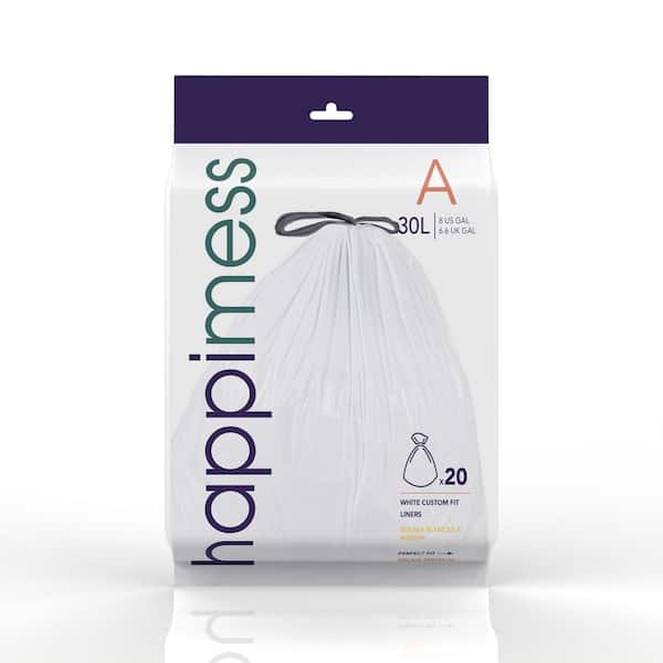 happimess 7.9 gal. Drawstring Trash Can Liner (60-Count, 3-Packs of 20 Liners), White
