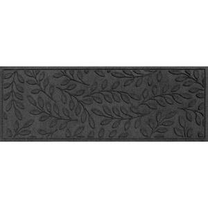 Aqua Shield Brittney Leaf Charcoal 22 in. x 60 in. PET Polyester Door Mat