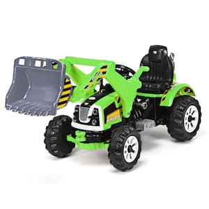 12.5 in Kids Ride On Excavator Truck 12-Volt Battery Powered Front Loader Digger Green
