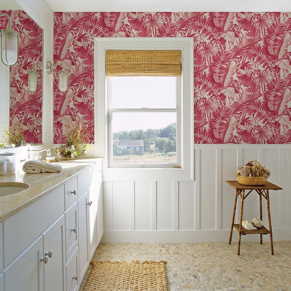 Alfresco Pink Tropical Palm Non-Woven Wallpaper Roll