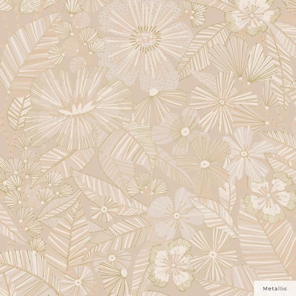 Dusty Rose Metallic Bloom Vinyl Peel and Stick Wallpaper Roll (Covers 28 sq. ft.)