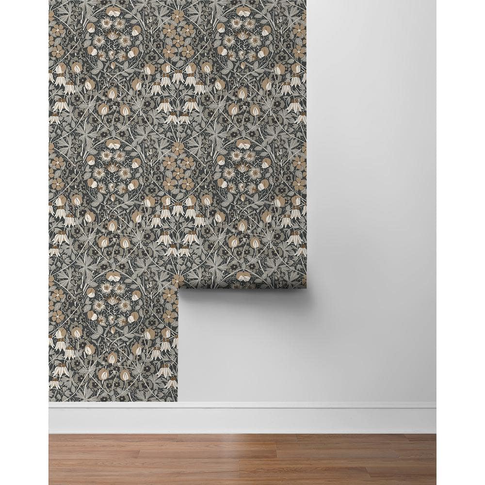 Wrought Iron and Chamois Floral Peel and Stick Wallpaper