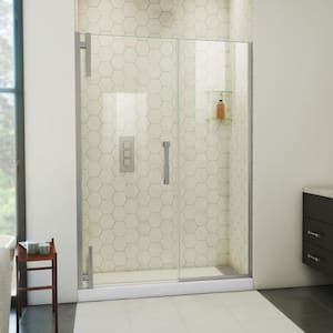 Ascend 55-1/2 in. W x 72 in. H Pivot Frameless Shower Door in Brushed Nickel