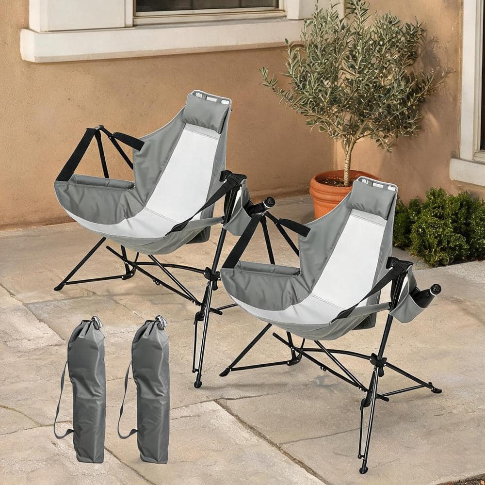 Sunjet Slate Gray Steel Portable Hammock Rocking Chair with