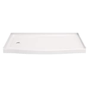Classic 500 Curve 60 in. L x 32 in. W Alcove Shower Pan Base with Left Drain in High Gloss White