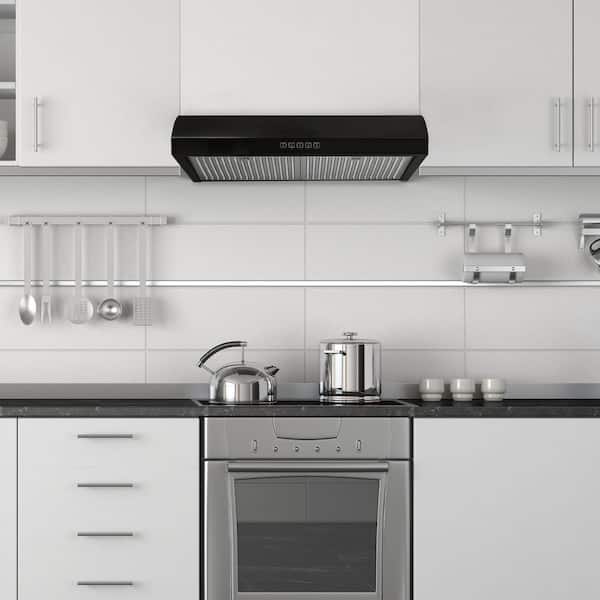 30 in. Convertible Under Cabinet Range Hood with 3-Way Venting Baffle Filters LED in Black