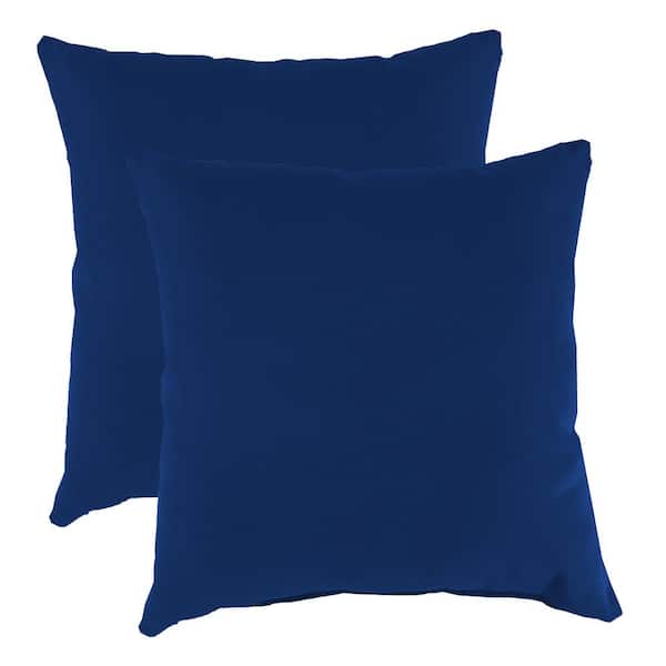 Jordan Manufacturing 16 in. L x 16 in. W x 4 in. T Square Outdoor Throw Pillow in Stately Blue (2-Pack)
