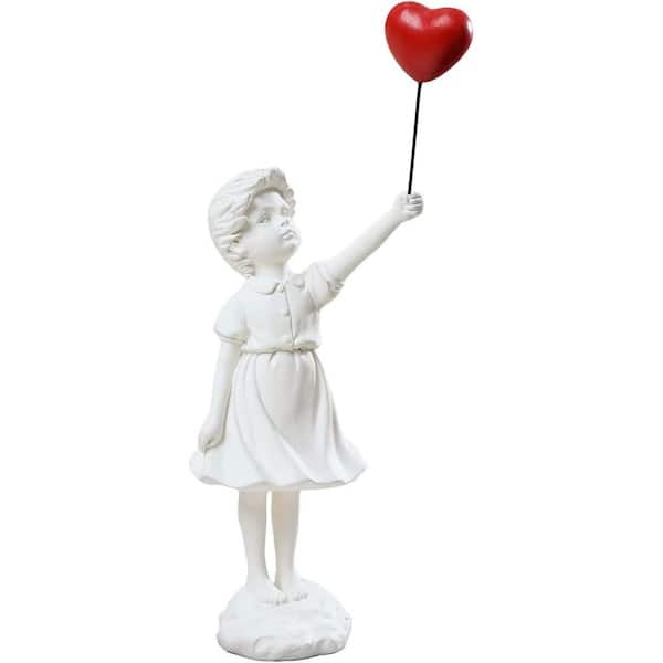 White 3.9 in. x 9.4 in. Resin Banksy Style Love Balloon Girl