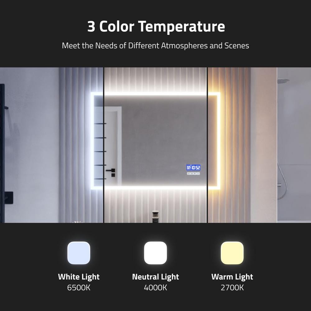 Rectangular Frameless LED Bathroom Vanity Mirror with Defogger