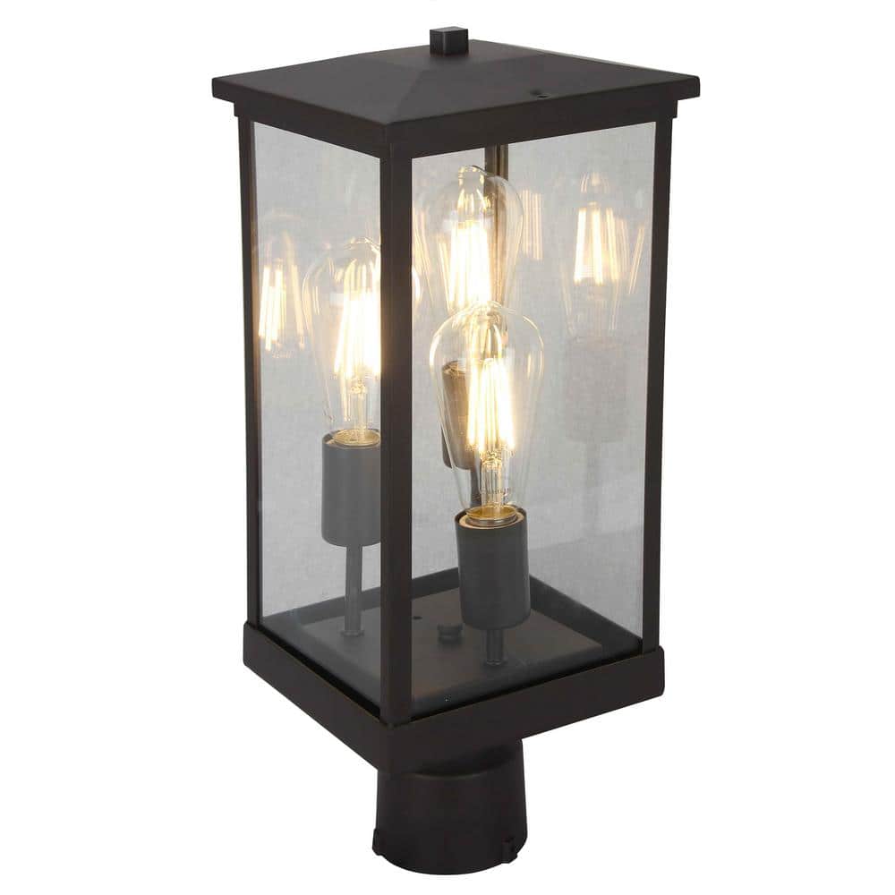 Large 3-Light Bronze Outdoor Post Lantern
