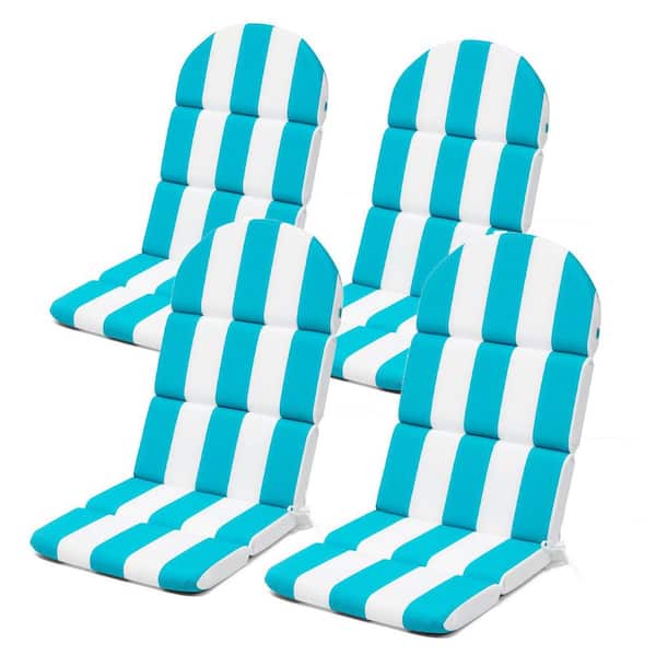 Unbranded 20 in. x 20 in. x 30 in. 4-Piece Outdoor Adirondack Chair Cushion High Back Rocking Chair Cushions in Blue and White