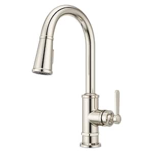 Port Haven Single-Handle Pull Down Sprayer Kitchen Faucet in Polished Nickel