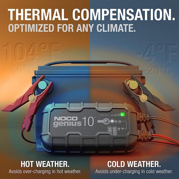 NOCO GENIUS10, 10-Amp Fully-Automatic Smart Charger, 6V & 12V