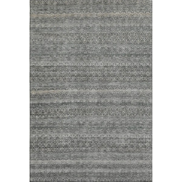 Mayfield Premium Machine Washable Abstract AMF2105 Pewter 5 ft. x 7 ft. 6 in. Area Rug