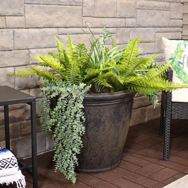 Anjelica 24 in. Sable Single Outdoor Resin Flower Pot Planter - Dark Brown